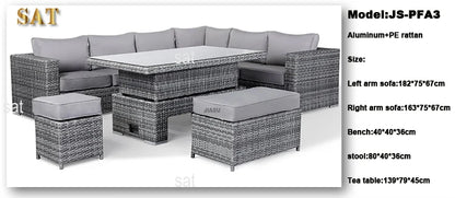 Modern Luxury Lounge Waterproof Patio Couch Sofa Garden Set Fire Pit Aluminum Wicker Rope Rattan Outdoor
