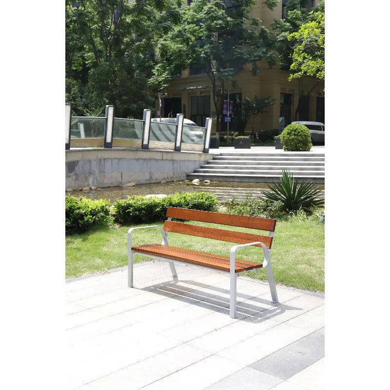 Customized New Design Solid Wood Memorial Outdoor Bench with Armrests High Quality Town Park Garden Street Waiting