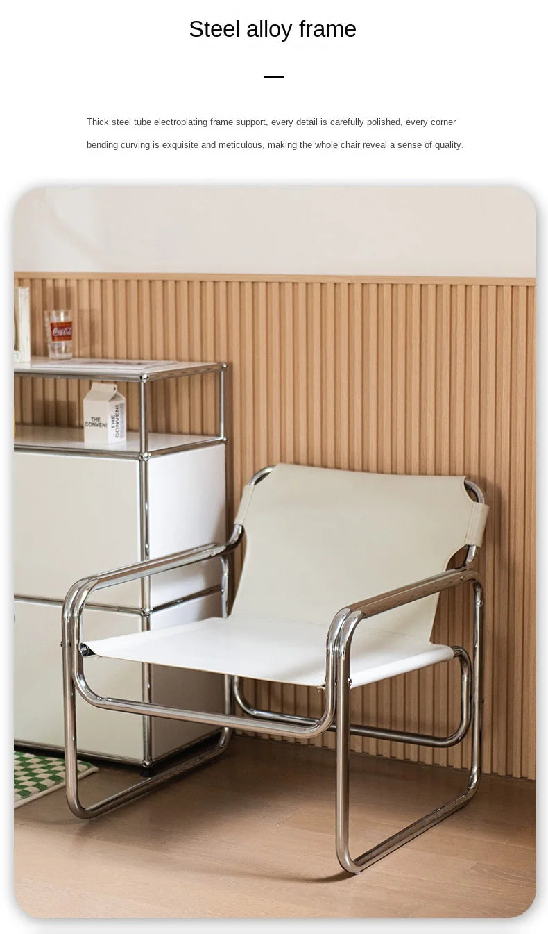 JOYLIVE Single Sofa Chair Designer Bauhaus Casual Chair Stainless Steel Saddling Coffee Chair Shooting Prop New Dropshipping