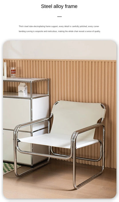 JOYLIVE Single Sofa Chair Designer Bauhaus Casual Chair Stainless Steel Saddling Coffee Chair Shooting Prop New Dropshipping