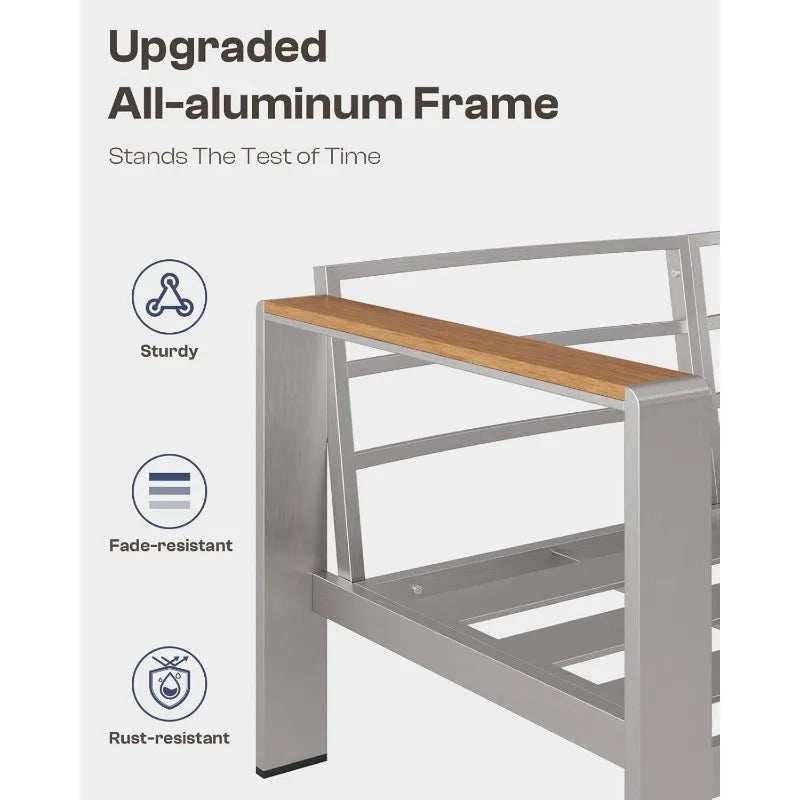 Aluminum Outdoor Patio Furniture Armchair, All-Weather Outdoor Patio Sofa with Washable Thick Cushion, Patio Sofa Couch Set of 2