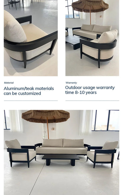 Modern Aluminum Alloy Lounge Sofa for Guesthouse Courtyard Villa Hotel Sunroom Open-air Furniture Set Garden Outdoor Sofa Couch