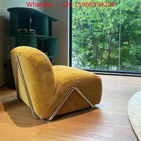 Single sofa antique living room stainless steel fabric curved sofa customization