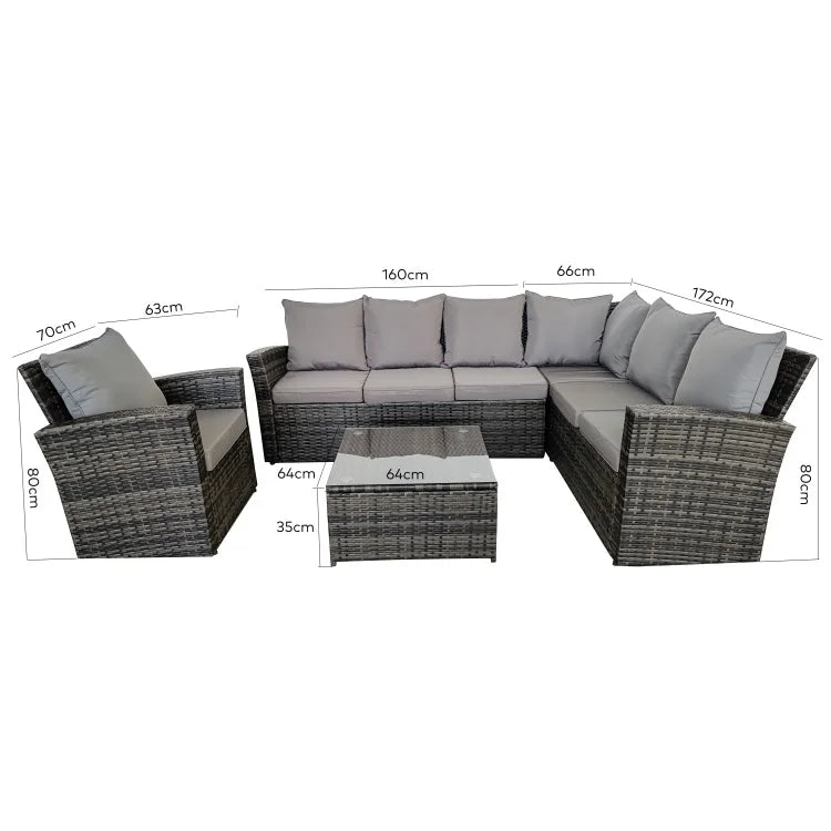 Best Seller Outdoor Garden Patio Wicker Rattan 7 - Seater Sofa & Coffee Table Conversation Set Garden Furniture Patio Furniture