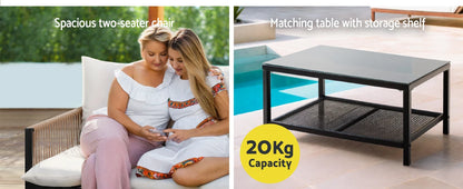 4 Seater Outdoor Sofa Set 4PCS Table Chair Set Garden Patio Furniture