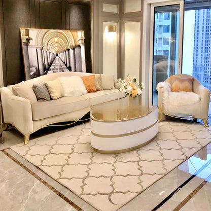 American modern simple living room solid wood fabric sofa French champagne gold combination full set of furniture