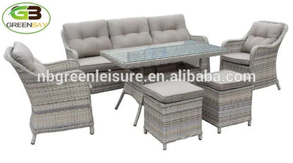Luxury Outdoor Garden Sofa Set Modern Design Rattan Backrest Patio Furniture for Hotels&Villa Hall&Apartment Enhanced Comfort