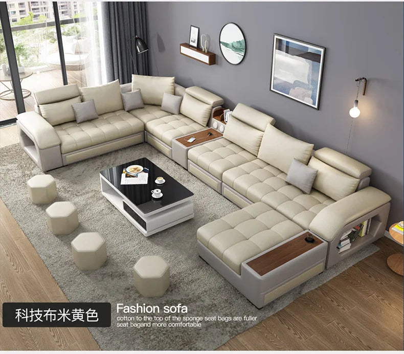 Modern 5 6 7 8-Seater Fabric Sofas Sectional Set for Living Room Hotel Furniture with Sponge Filling
