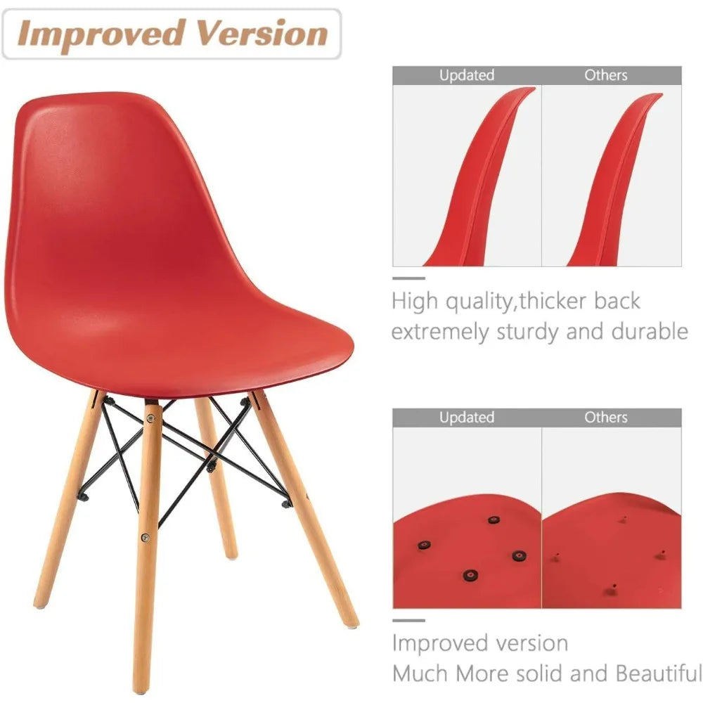 Furmax Modern Style Dining Chair Mid Century Modern DSW Chair, Shell Lounge Plastic Chair for Kitchen Chairs Set of 4(White)