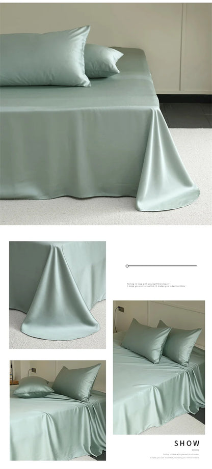 1PC Mulberry Silk Flat Sheet Luxury Smooth Bed Sheets Top Sheet Single Double King Queen Size Couple Bed Linen Soft Bedspreads