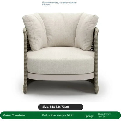 Luxury Rattan Outdoor Sofas Retro Garden Furniture Leisure Home Balcony Patio Set Nordic Rainproof and Sunproof Rope Sofa Chair