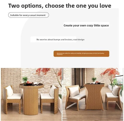 Balcony leisure table and chair combination, rattan chair three-piece set