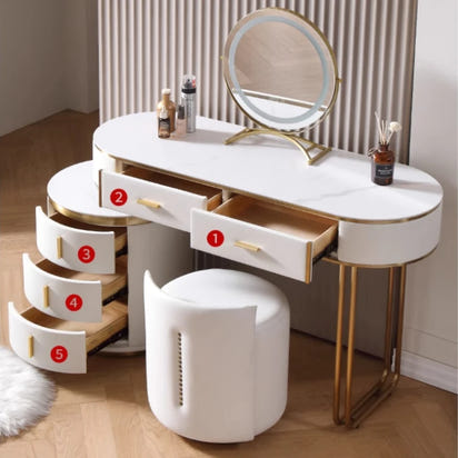 Light Mirror Vanity Table White Minimalist Drawers Storage Dressing Table Desk Makeup Mesa De Maquillaje Bedroom Furniture