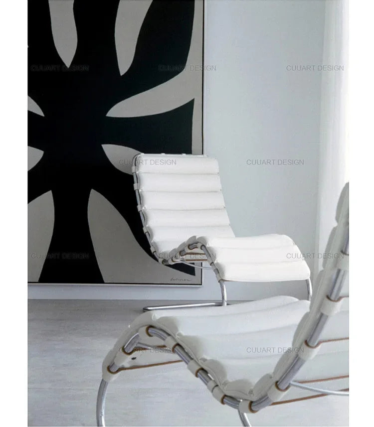 Lounge Chair Lunch Break Home Balcony, Office Medieval Chair Designer Stainless Steel Leisure Chair Single