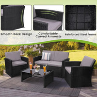 Patio Conversation Set, Outside Rattan Sectional Sofa, Cushioned Furniture Set, Wicker Sofa
