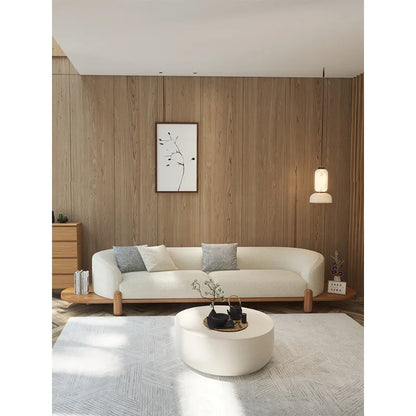 Log cream style moon curved sofa Japanese style simple and modern