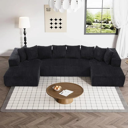 Retro 131" Modular Sectional Couch, Luxury Couches For Living Room, Corduroy Sofa With Chaise Lounge Comfy