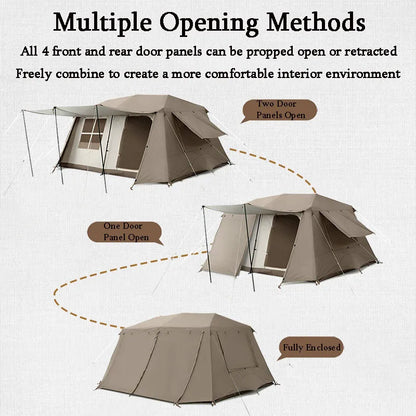 Cabin Tent 2 Room Large Family Camping Tent Automatic Quick Setup Waterproof UV Protection Outdoor 4 Season Ridge Tent