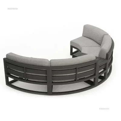 Outdoor Waterproof Sun Protection Garden Sofas Curved Outdoor Sofa Aluminum Alloy Courtyard Villa Reception Sofa Coffee Table Z