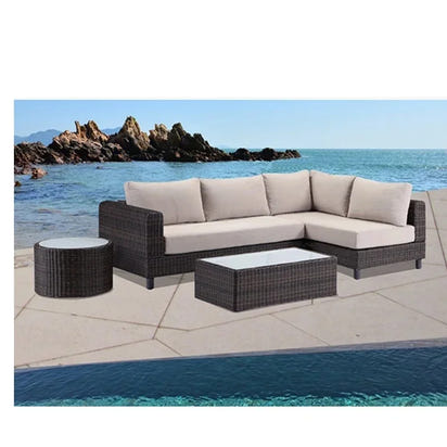 Outdoor Garden Rattan Sofa Set with Rope Seating - Durable Aluminum Frame Furniture Collection
