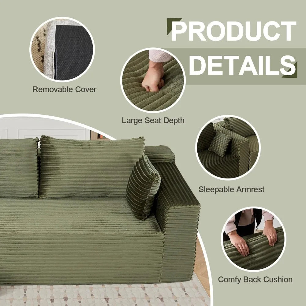 110" Modular Sectional Sofa with L-Shape Chaise, Boneless Cloud Couch with Deep Seat, Sponge Compression Sofas No Assembly