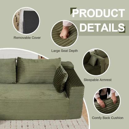 110" Modular Sectional Sofa with L-Shape Chaise, Boneless Cloud Couch with Deep Seat, Sponge Compression Sofas No Assembly