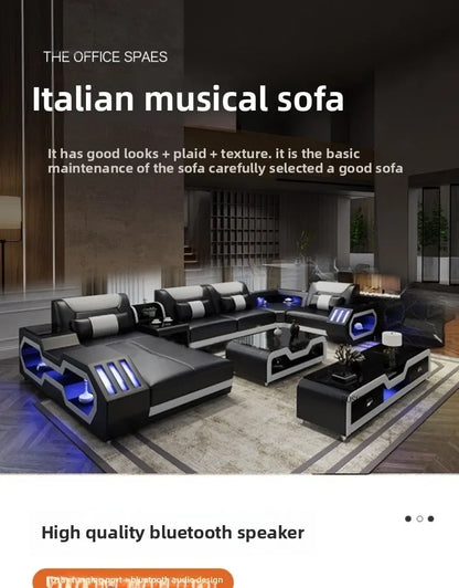 High-end Villa Sofas Design Modularity Sofa U-Shape Living Room Sofas Sets with Bluetooth Speaker for Living Room Furniture