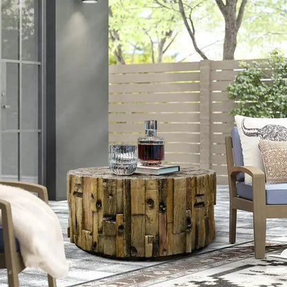 Light Luxury round Tea Table Solid Wood Living Room Small Apartment round Tea Table Creative Simple Nordic Coffee Table