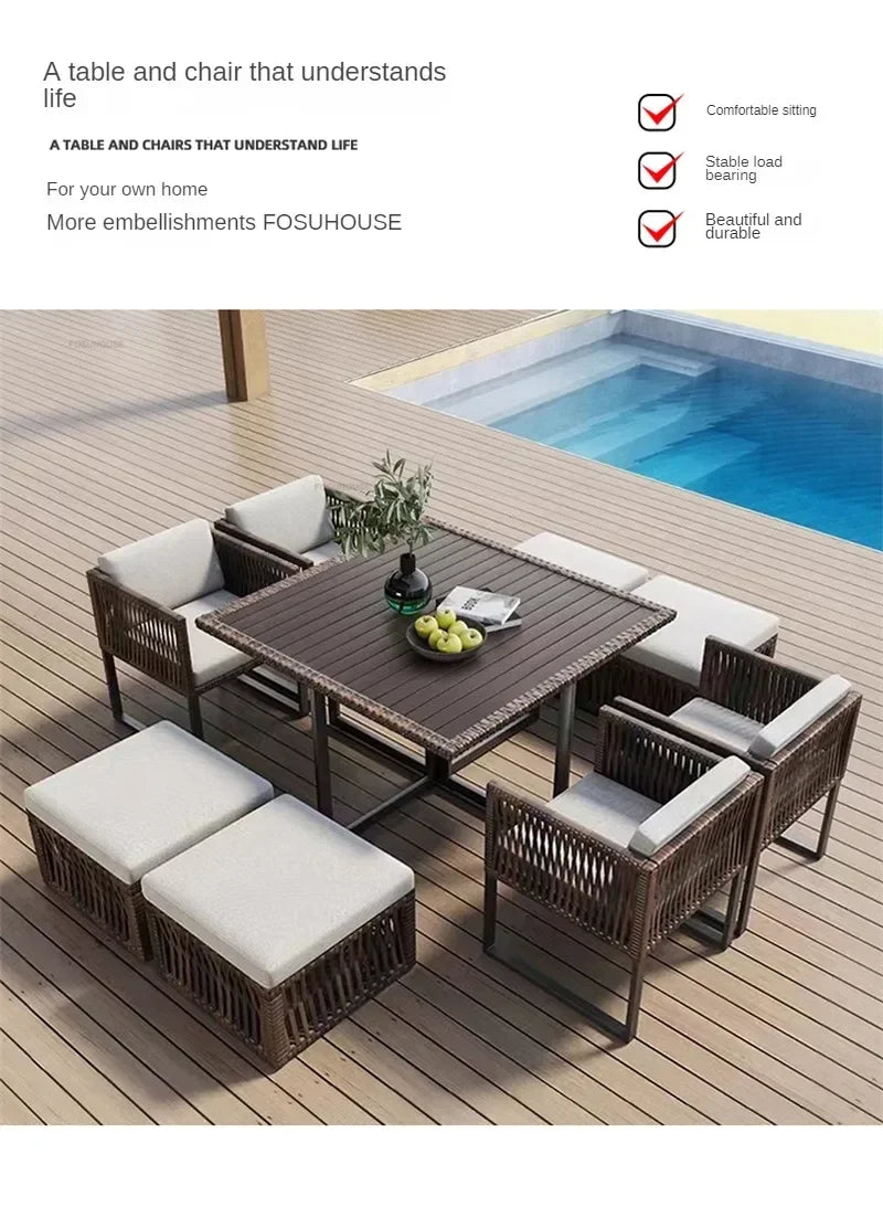 Terrace Garden Rattan Outdoor Chair Leisure Tea Table Patio Outdoor Furniture Set Outdoor Table and Chairs Garden Furniture Sets