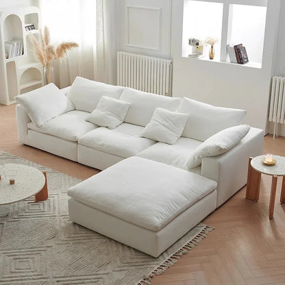 -For Modern Fabric L-Shape Three-Person Sofa Set with Sponge Filling for Living Room Gym & Villa Use&
