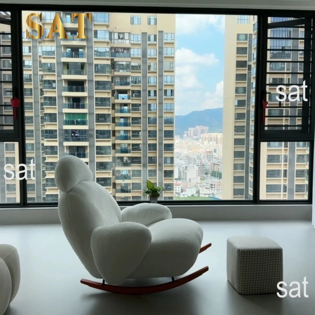 A The Cream Style Comfortable Sitting And Lying Angles Velvet Fabric Recreation Area Sillas