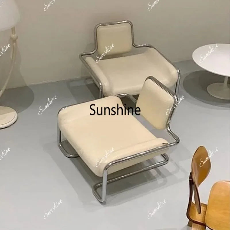 Nordic medieval curved special-shaped convex chair stainless steel light luxury backrest single chairTJ