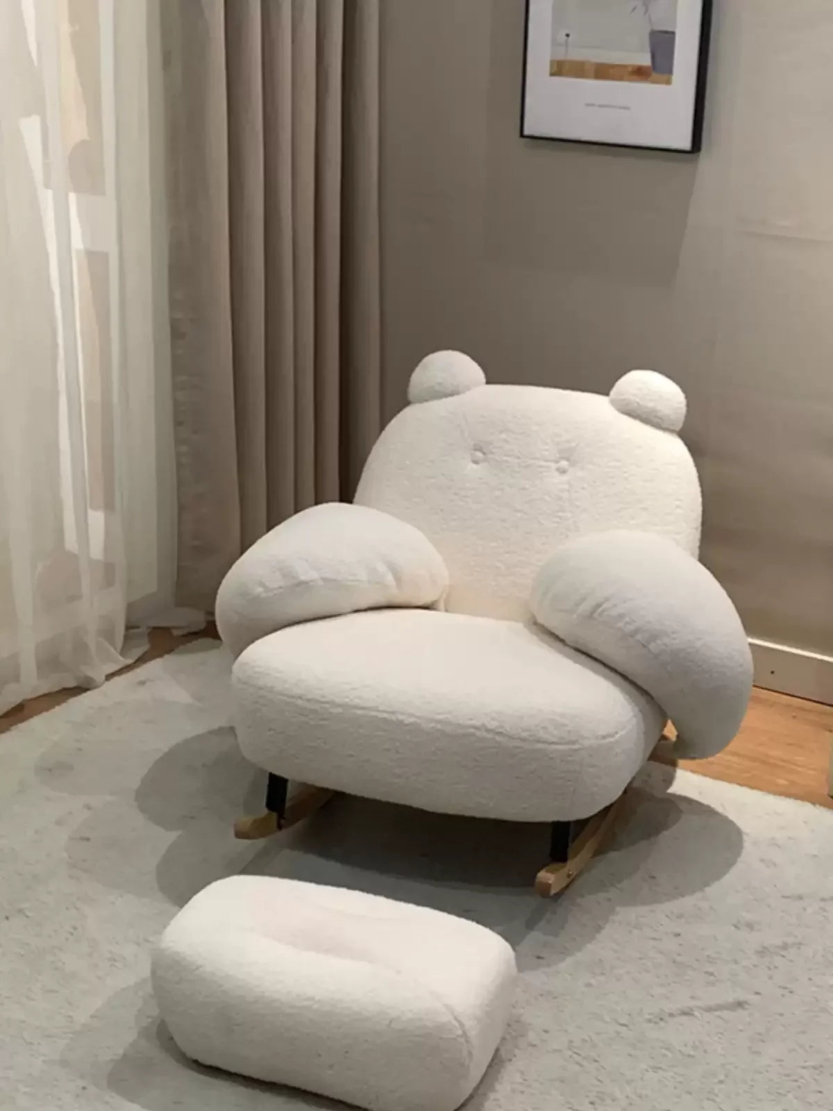 Big white Internet celebrity rocking chair lazy sofa single rocking cream living room lazy chair simple balcony bedroom
