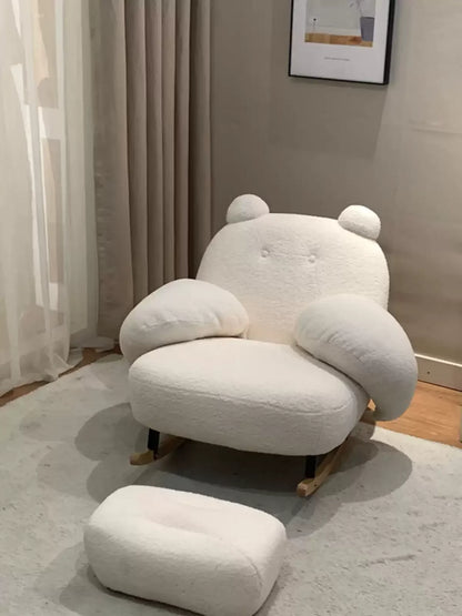 Big white Internet celebrity rocking chair lazy sofa single rocking cream living room lazy chair simple balcony bedroom