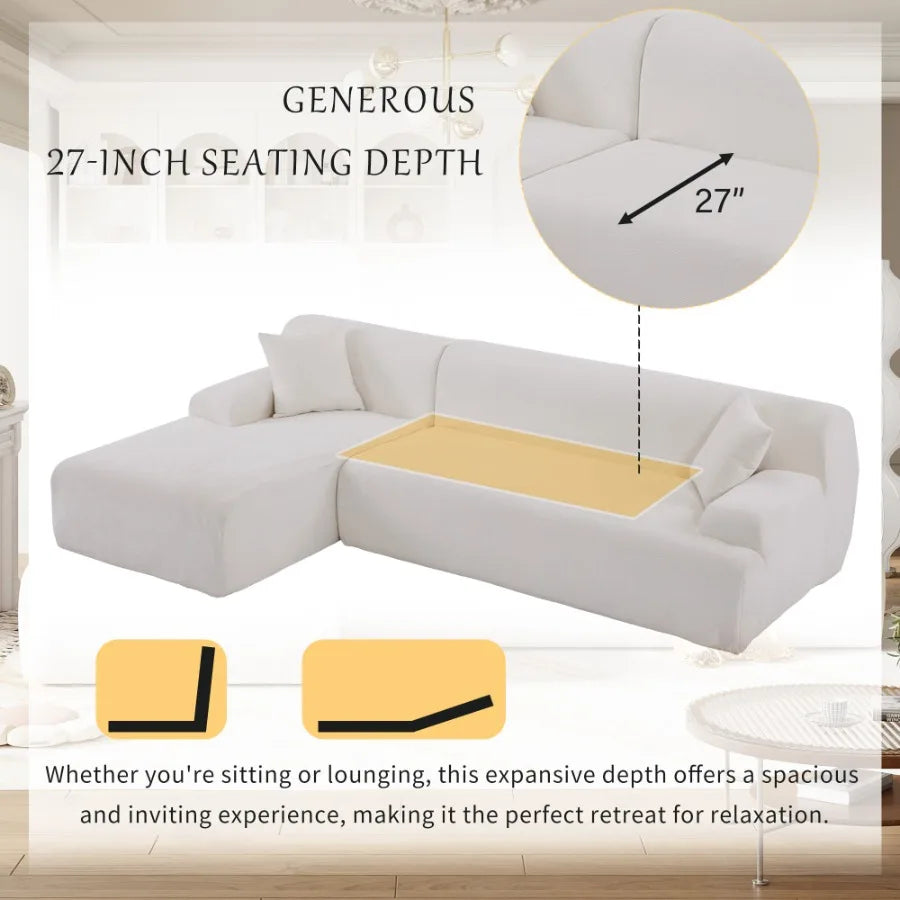 U_Style Modern Large LShape Modular Sectional Sofa for Living Room Bedroom Salon 2 Piece Free Combination Simplified Style old