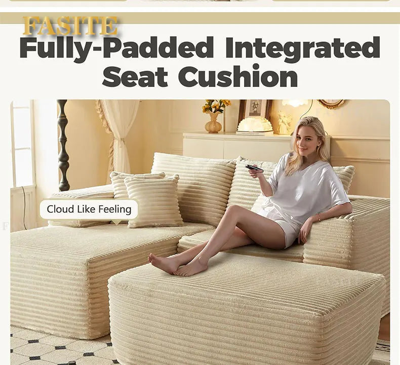 Compression sofa oversized recliner boneless  corduroy leisure chair double sofa