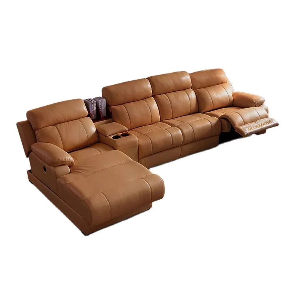 Nordic Tech Smart Electric Reclining Sofa Set Functional Genuine Leather Sofa Cama L Shape Sectional Couch