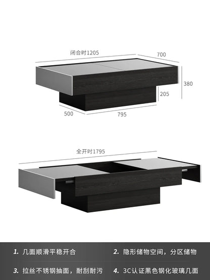 Simple Coffee Table Living Room Tea Table Light Luxury Modern High-Grade Small Apartment Retractable Storage Organizer Tea Table