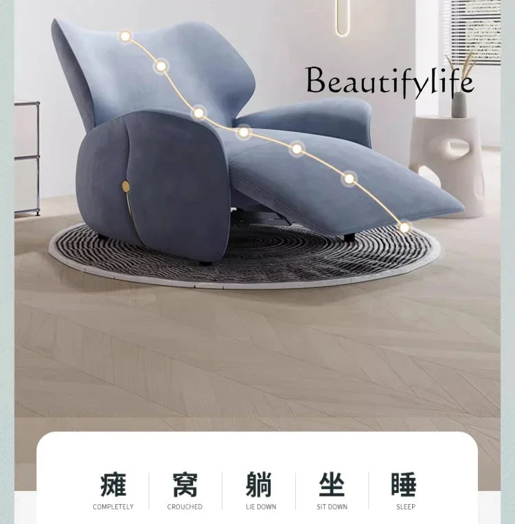 Single Sofa Chair Fabric Leisure Chair Living Room Modern Light Luxury Electric Function Sofa Recliner
