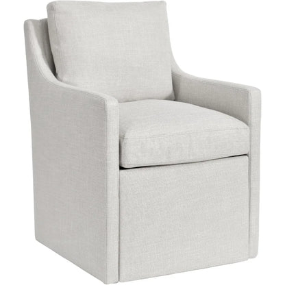 Upholstered Dining Chair with Casters,Linen Armchair for Living Room,Side Deskchair with 4 Casters,Modern Accent Armchair