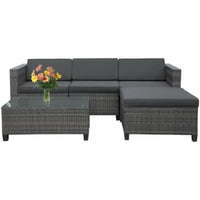 Five Piece Patio Set, Weather Resistant Rattan Sectional, Waterproof UV Protected Design, For Balcony And Garden Use