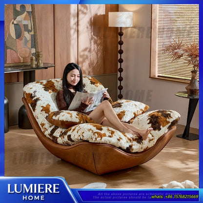 Italian Style Lounge Chair Reclining Sofa Chair for Living Room Bedroom Balcony Modern Designer Lazy Sofa with Adjustable