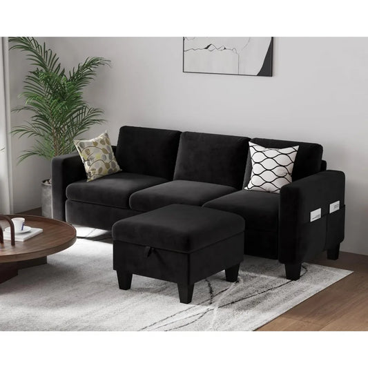 Sectional Couches for Living Room 78" L Shaped Sofa with Storage Ottoman 3 Seater Sofas