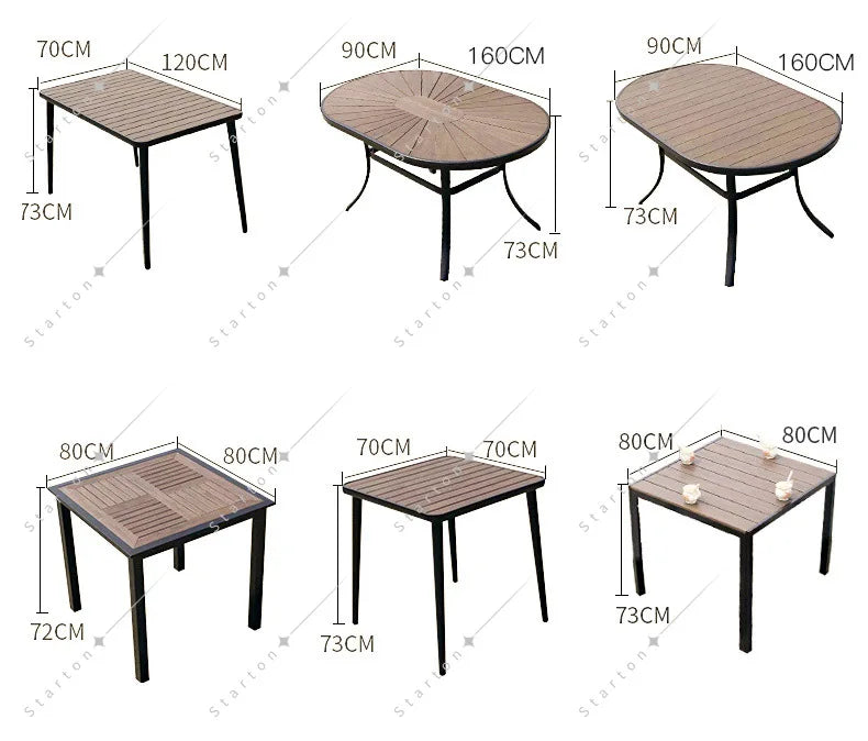 6 Chairs Aluminum Outdoor Furniture WPC Dining Table Chairs Patio Garden Sets