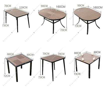 6 Chairs Aluminum Outdoor Furniture WPC Dining Table Chairs Patio Garden Sets