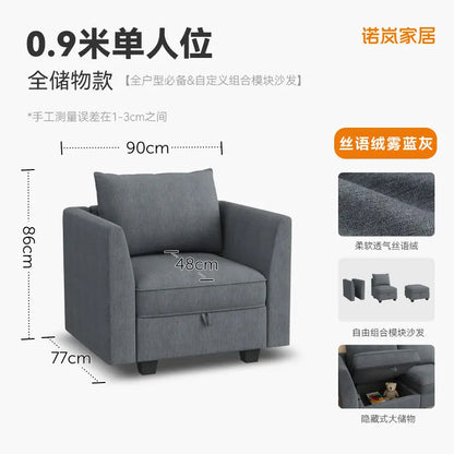 PYJ Fabric Storage Sofa Living Room Combination Module Card Seat Home Corner Princess Dual-purpose Sofa