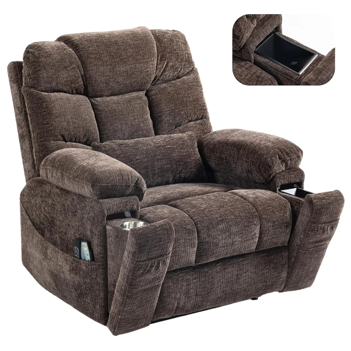 Dual Motor Power Lift Recliner for Elderly Adults with Heat Massage Lay Flat Feature Wireless Remote Cup Holder Customizable
