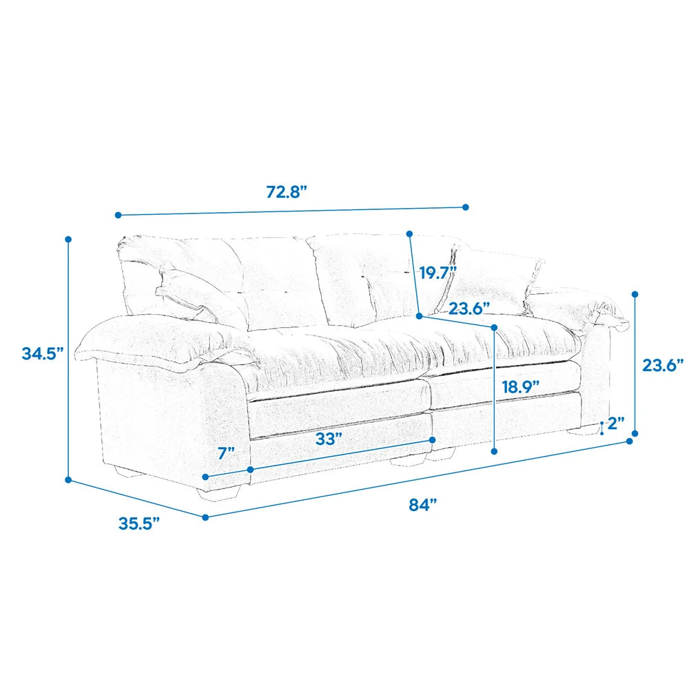 Chenille Small Sofa Loveseat Deep Seat Upholstery Sofa Couch Memory Foam Stylish Couches Set for Living Room Apartment Office