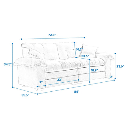 Chenille Small Sofa Loveseat Deep Seat Upholstery Sofa Couch Memory Foam Stylish Couches Set for Living Room Apartment Office