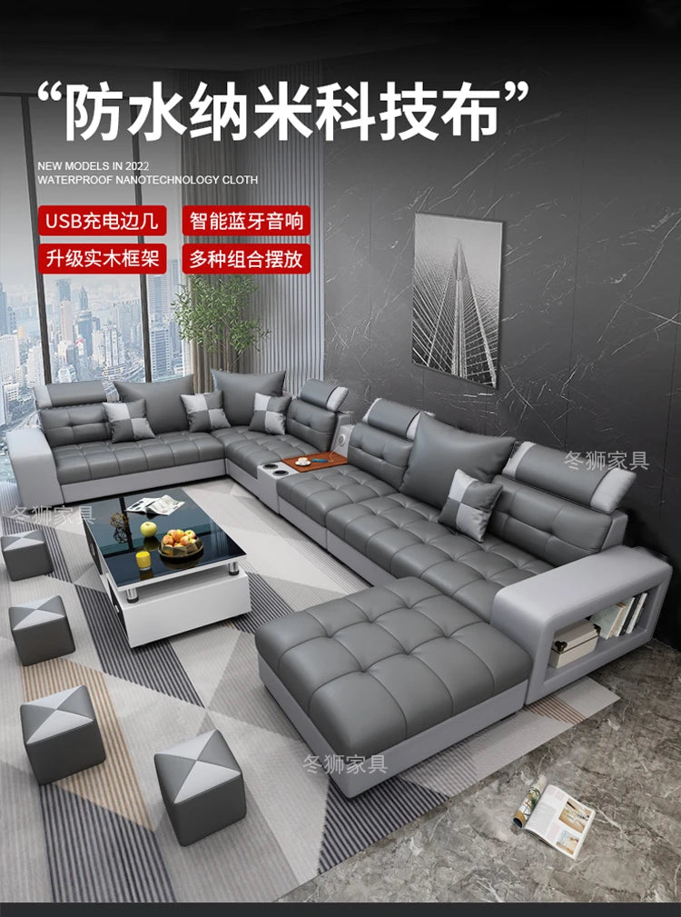 New nano three-proof latex leave-in technology fabric sofa living room size modern fully furnished furniture combination
